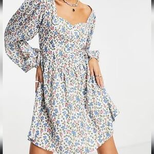 Daisy Street milkmaid corset detail mini dress in spring floral Size M